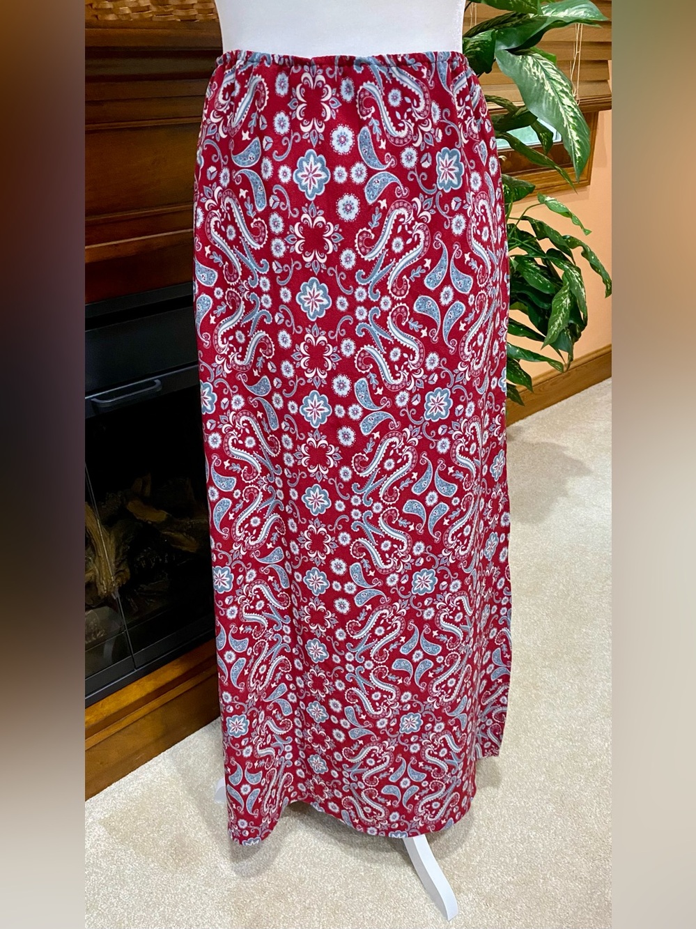 Earthbound Women's Red Paisley Maxi Skirt